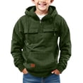 thumbnail image 1 of Mercatoo Boys Fleece Cargo Hoodies Cropped Zipper Multi Pockets Plain Hoodie Sweatshirts Teen Kids Thick Warm Pullover Tops, 1 of 6