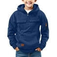 thumbnail image 1 of Mercatoo Boys Fleece Hoodies Half Zip up Cargo Jackets Pullover Hooded Sweatshirts Plain Thick Warm Cotton Outwear with Pockets, 1 of 7