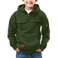 thumbnail image 1 of Mercatoo Boys Fleece Hoodies Half Zip up Cargo Jackets Pullover Hooded Sweatshirts Plain Thick Warm Cotton Outwear with Pockets, 1 of 7