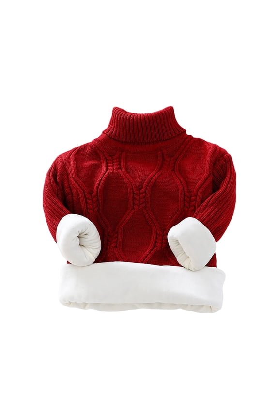 Boys Fleece Lined Sweater Mock Neck Long Sleeve Winter Thermal Shirt Top Kids Ribbed Soft Pullover Sweatshirts Clothes