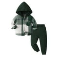 thumbnail image 1 of Mercatoo Boys Girls 2-Piece Outfit Sweatsuit Plaid Hoodies Sweatshirt+Solid Jogger Sweatpants for Kids Toddler 𝐓racksuit Set, 1 of 3
