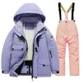 thumbnail image 1 of Mercatoo Boys Girls 2 Piece Ski Jackets Suits Fleece-Lined Winter Hooded Coats Bib 𝗦now Pants Outfits Kids Padded Snowsuits, 1 of 5