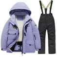 thumbnail image 1 of Mercatoo Boys Girls 2 Piece Ski Jackets Suits Fleece-Lined Winter Hooded Coats Bib 𝗦now Pants Outfits Kids Padded Snowsuits, 1 of 7