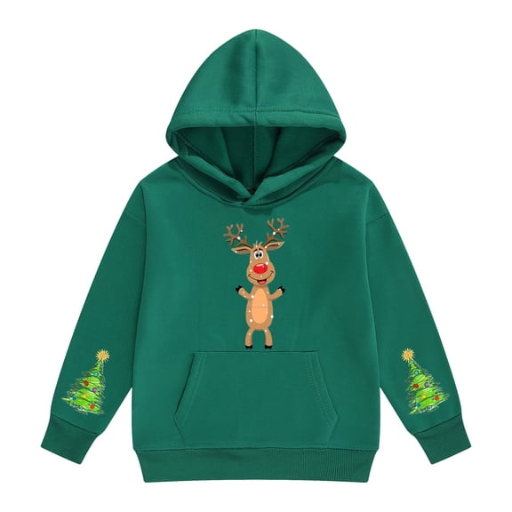 Mercatoo Boys Girls Christmas Reindeer Sweatshirt with Pocket Teen Cute Hoodies Long Sleeve Pullover Shirts Cotton Clothes