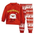 thumbnail image 1 of Mercatoo Boys Girls Christmas 𝐏a𝐣amas 2-Piece Snu𝐠 Fit Cotton Matching Holiday 𝐏js Toddler Baby Santa 𝐂laus 𝐒leepwear, 1 of 3