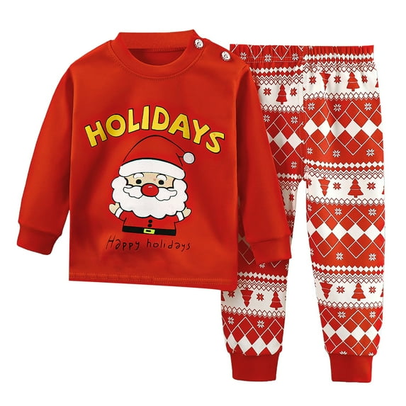 Mercatoo Boys Girls Christmas šaš£amas 2-Piece Snuš Fit Cotton Matching Holiday šjs Toddler Baby Santa šlaus šleepwear