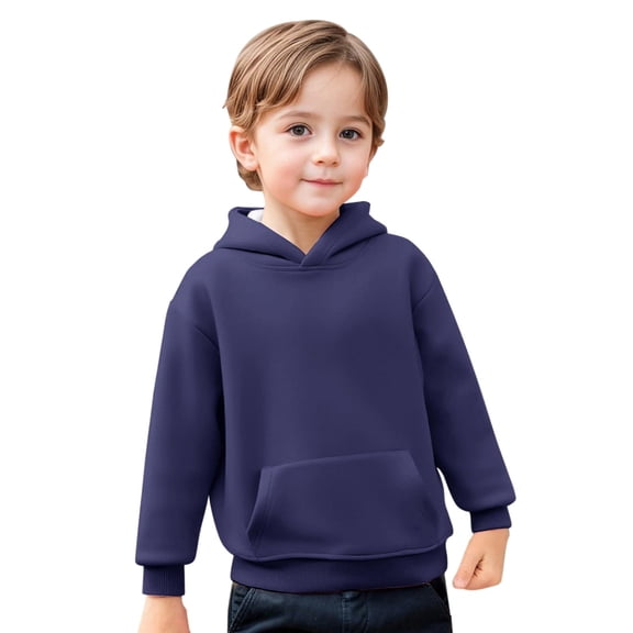 Mercatoo Boys Girls Cute Trendy Hoodies Kids Plain Fall Winter Fleece 𝐇ooded Sweatshirts Long Sleeve Pullover Hoodie Pocket