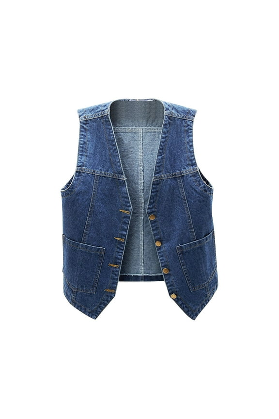Boys Girls Denim V Neck Vest 𝐕intage Button Down Tank Jacket Sleeveless Soft Outwear Tops Cowboy Vest Fall Clothes