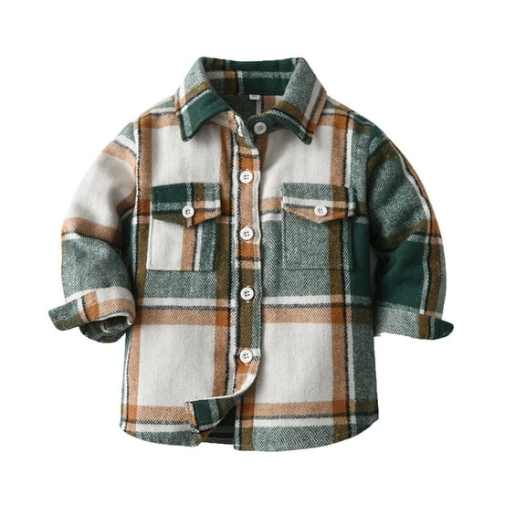 Mercatoo Baby Boys Girls and Toddlers' Flannel Shirt Long Sleeve Plaid Lapel Button Down Shirt Fall Winter Jacket Tops for Kids