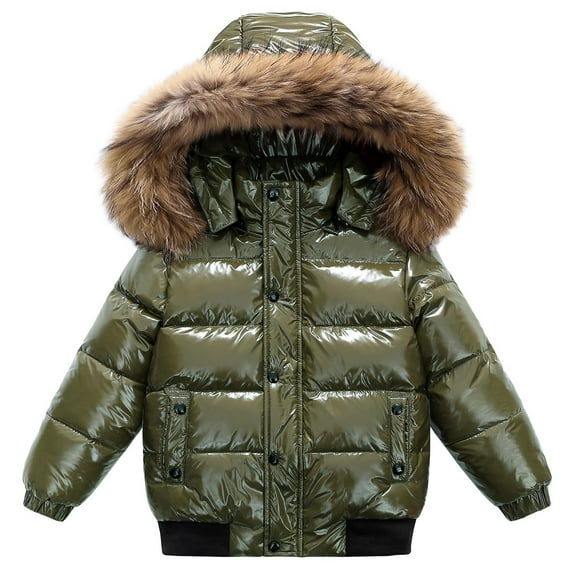 Mercatoo Boys Girls Fu𝗿 Hood Down Coat Kids Winter Warm Jacket Water 𝗥esistant Windproof Outerwear Thermal Quilted 𝗦now Coats