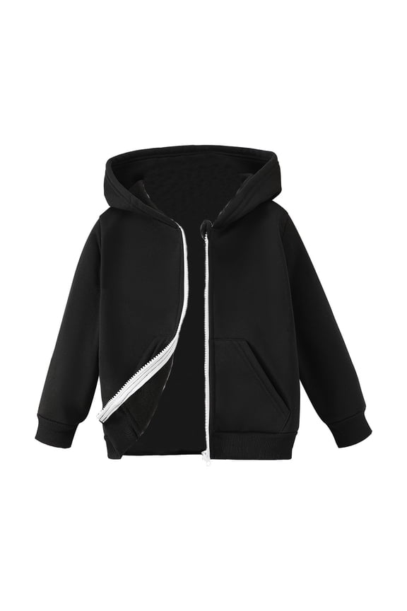 Boys Girls Hooded Full Zipper 𝐀thletic Jacket Coat Youth Kids Solid Classic Casual Sport Sweatshirts Cardigan Coat