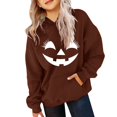 thumbnail image 1 of Mercatoo Boys Girls Hooded Sweatshirt Halloween Long Sleeve Pumpkin Print Pullover Fall Oversized Tops with Pocket, 1 of 6