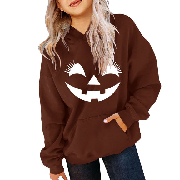 Mercatoo Boys Girls Hooded Sweatshirt Halloween Long Sleeve Pumpkin Print Pullover Fall Oversized Tops with Pocket