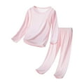 thumbnail image 1 of Mercatoo Boys Girls Ice 𝗦ilk 𝐏ajamas Set Long Sleeve Lightweight Tops Elastic Waist Pants Set Comfy Soft 𝗦leepwear Outfit, 1 of 9