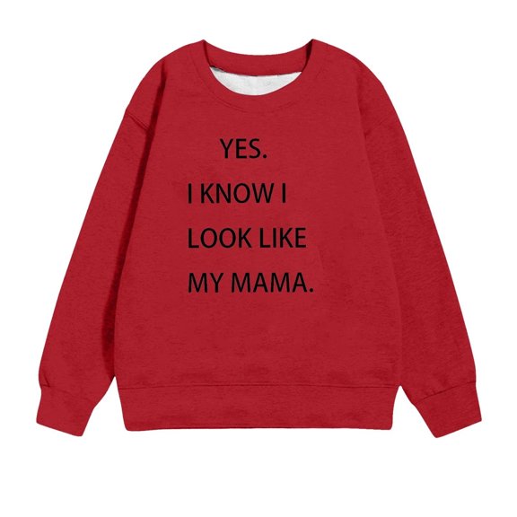 Mercatoo Boys Girls Letter Print Sweatshirts Solid Color Long Sleeve Crewneck Y⒉k Sweatshirt Unisex Active Pullover Top