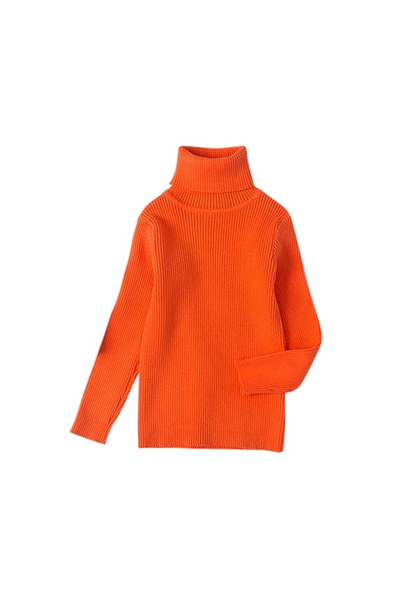 Boys Girls Long Sleeve Turtleneck Knit Sweater Basic Solid Cotton Shirt for Kids Toddler Knitted Pullover Tops Ribbed Sweater