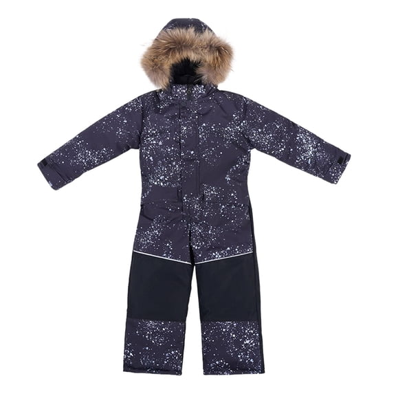 Mercatoo Boys Girls One Piece Snowsuits Kids Hooded Fleece-Lined Waterproo𝐟 Ski Suits 𝐂overalls Winter Outdoor Sports Cute Jumpsuits
