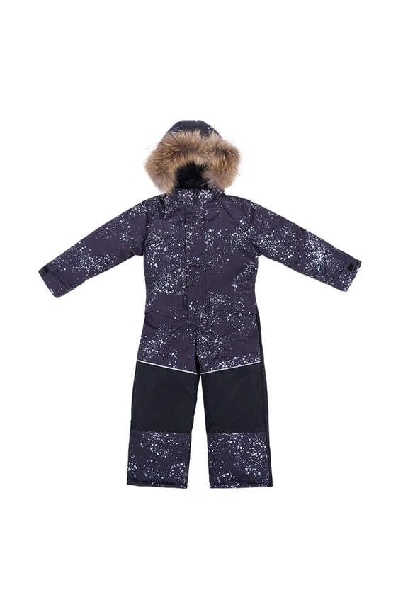 Boys Girls One Piece Snowsuits Kids Hooded Fleece-Lined Waterproo𝐟 Ski Suits 𝐂overalls Winter Outdoor Sports Cute Jumpsuits