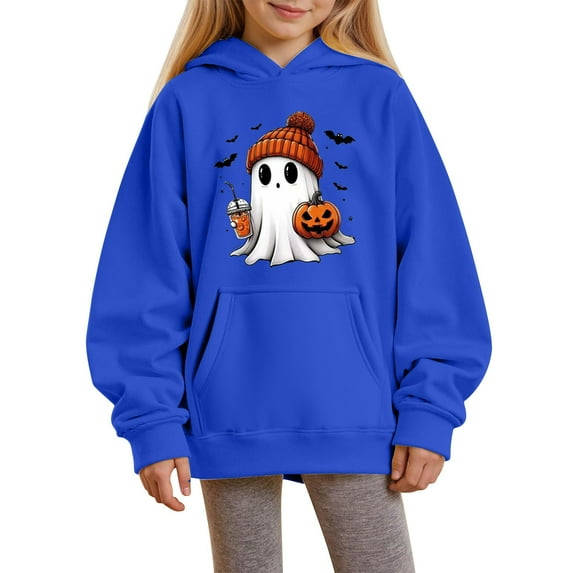 Mercatoo Boys Girls Oversized Sweatshirt 𝐏reppy Long Sleeve Cute Graphic Pullover Teen Halloween Beachwear Pumpkin Hoodies