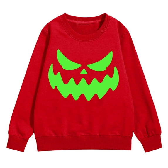 Mercatoo Boys Girls Pullover Halloween Crewneck Long Sleeve Pumpkin Graphic Printed Sweatshirt Loose Warm Tops