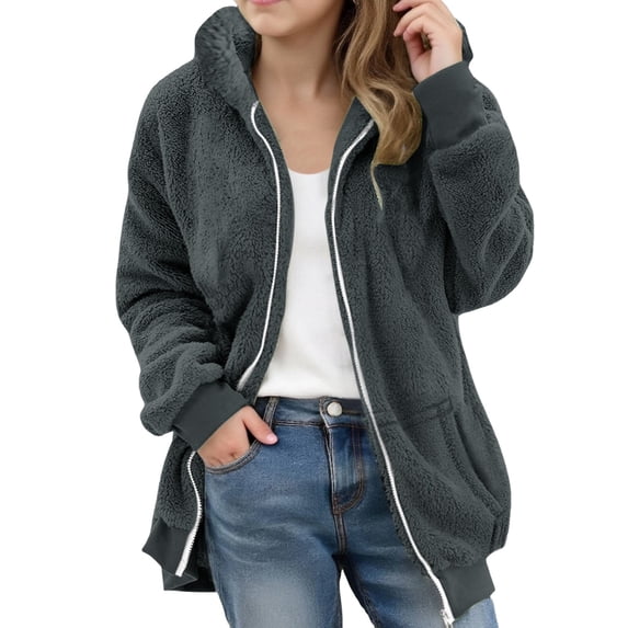 Mercatoo Boys Girls Sherpš Lined Jacket Fuzzy Fleece Sweatshirt Winter Zip Up Jacket Full Zip Hoodies Kids Toddler Soft Warm Outwear