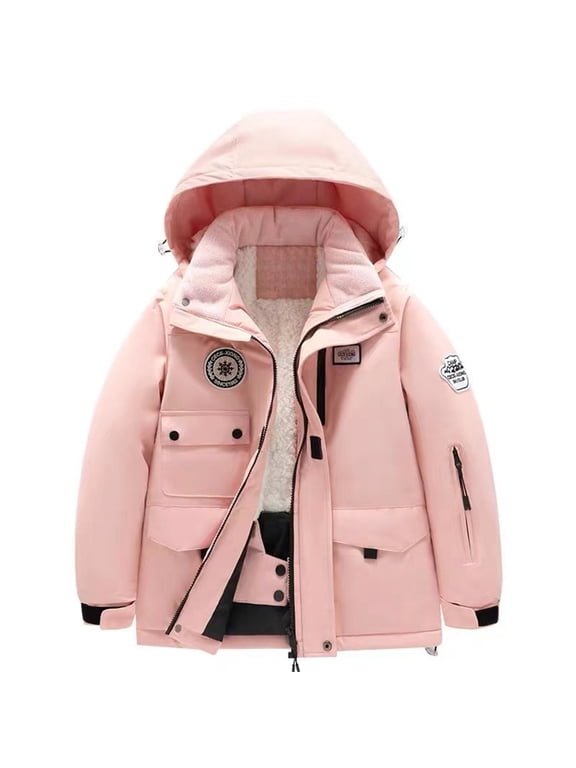 Boys Girls Ski Jackets Sherp𝐚 Fleece Lined Padded Camouflage Coat Winter Warm Windproof School Zip Up Outerwear