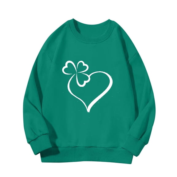 Mercatoo Boys Girls St 𝐏atricks Day Sweatshirt Clothes Toddler Crewneck Long Sleeve Pullover Kids Irish Cloverss Shirt Tops