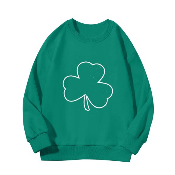 Mercatoo Boys Girls St 𝐏atricks Day Sweatshirt Toddler Cloverss Sweater Shirts Long Sleeve Pullover Tops Kids Sweatshirts
