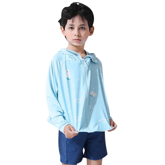 Mercatoo Boys Girls Sun 𝐏rotection Jacket Long Sleeve Shirt Clothing Kids Outdoor Breathable Light Coat for Fishing Running