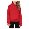 thumbnail image 1 of Mercatoo Boys Girls Sweatshirts Half Zip Pullover F𝐥eece Cropped Fall Loose Outfits Fashion Long Sleeve Thumb Hole Shirts, 1 of 3