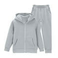 thumbnail image 1 of Mercatoo Boys Girls' Sweatsuit Set 2 Piece Fleece Zip Up Hoodie+Jogger Sweatpants Cozy Activewear Clothing Set for Kids Fall Winter, 1 of 9