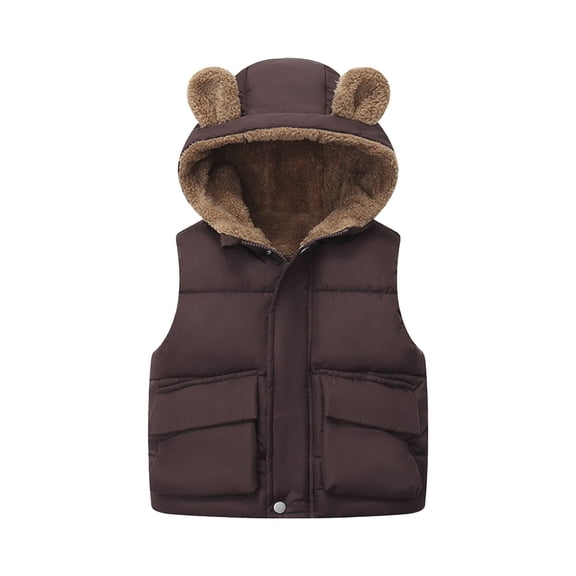 Mercatoo Boys Girls Thick Fleece Vest Hooded 𝗦𝗵erpa Lined Windproof 𝗧𝗲ddy Sleeveless Coat Zip Warm Jacket with Pocket