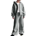 thumbnail image 1 of Mercatoo Boys Girls Zip up Hoodies Set 2 Piece Fleece Warm Baggy Sweatpants Sweatsuits Teen Plain Fall Hooded Jackets 𝐓racksuits, 1 of 7