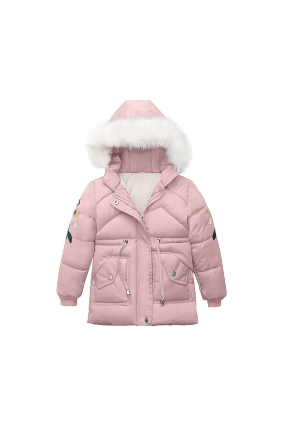 Boys Girls 𝗪aterproof Winter Coat 𝗙le𝐞ce-Lined Ski Jacket Kids Snow Coats Parka Hooded Zip Thick 5t Winter Coat Girls