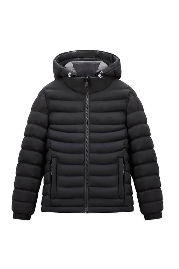 Boys Hooded Puffer Jacket Lightweight Insulated Windproof Winter Coat Kids Packable Reversible Water R𝐞sistant Girls Overcoat