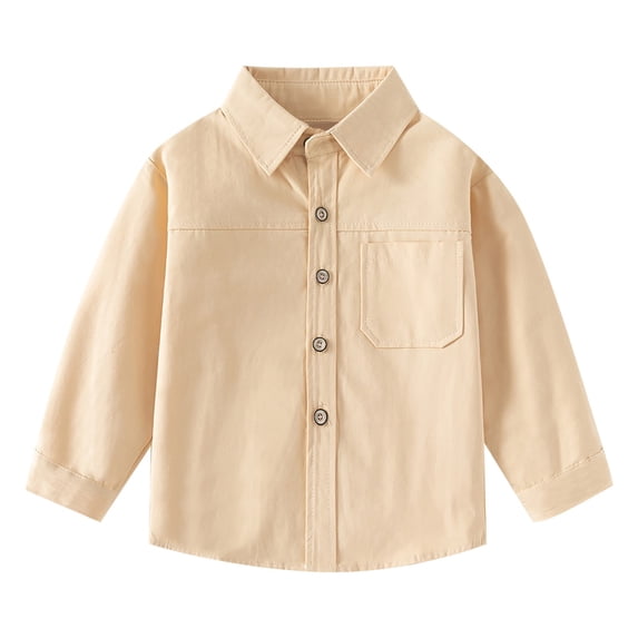 Mercatoo Boys' Long Sleeve Slim Fit Dress Shirt Toddler Infants Button-Down Collared Formal 𝐔niform Shirts with Cuffs Shirttail 𝐇em
