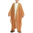 thumbnail image 1 of Mercatoo Boys Muslim Robe Thobe Arab Long Sleeve Button Tassel Kaftan 𝐈slamic Prayer Clothes with Pocket Kids Casual Robe, 1 of 9