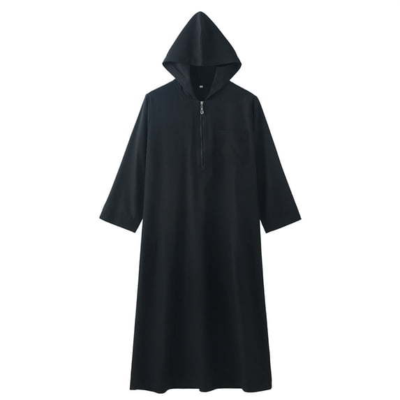 Mercatoo Boys Muslim Thobe Full Length Long Sleeve Zipper Solid Hooded Islami1 Ramadan Kaftan Robes Kids Soft Prayer Arabic Abaya