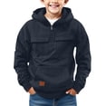 thumbnail image 1 of Mercatoo Boys Oversized Hoodies Half Zip Up Sweatshirts Long Sleeve 𝗣reppy Pullover Shirts Fall Winter Warm Athletic Tops, 1 of 7