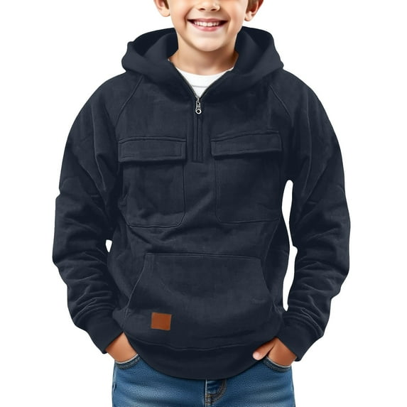 Mercatoo Boys Oversized Hoodies Half Zip Up Sweatshirts Long Sleeve 𝗣reppy Pullover Shirts Fall Winter Warm Athletic Tops