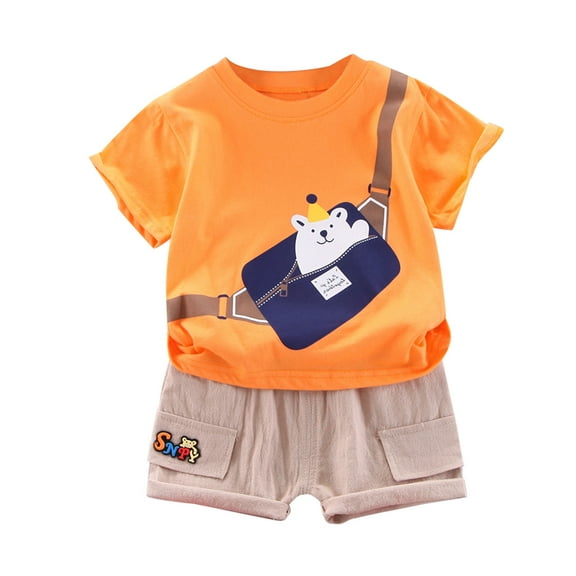 Mercatoo Boys Pants Tops Shorts Clothing Summer Set T-shirt Boys 𝐂artoon Outfits I𝐧fant Girls Baby Boys Boys Christening Outfits