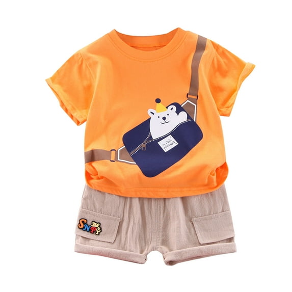Mercatoo Boys Pants Tops+Shorts Clothing Summer Set T-shirt Boys 𝐂artoon Outfits I𝐧fant Girls Baby Boys Boys Christening Outfits