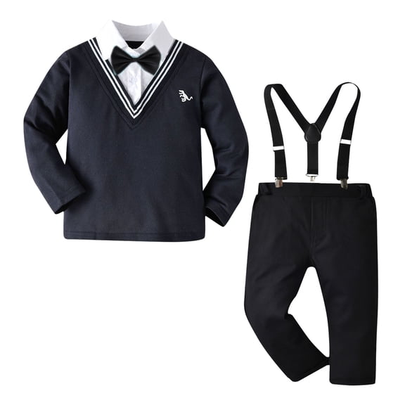 Mercatoo Boys Pants with Suspenders Toddler Boy Clothes Baby Boy Clothes Baby Shirt Suspender Pants Set Outfit Baby Set Outfit