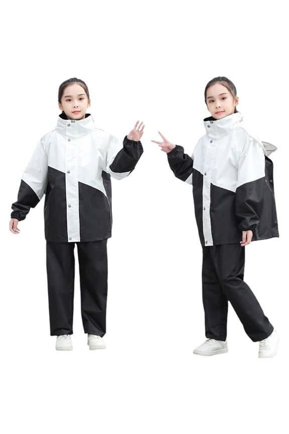 Boys Rain Suit 𝐖aterproof Jacket with Pants 2 Piece Breathable Lightweight Packable Raincoat with Hood Rainwear Unisex