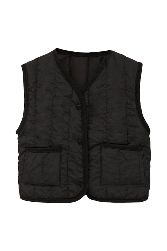 Boys Retro Puffer Vest Quilted Button Front Pocke 1ed Winter Warm Sleeveless Jacke1 Kids Casual Lightweight Outerwear