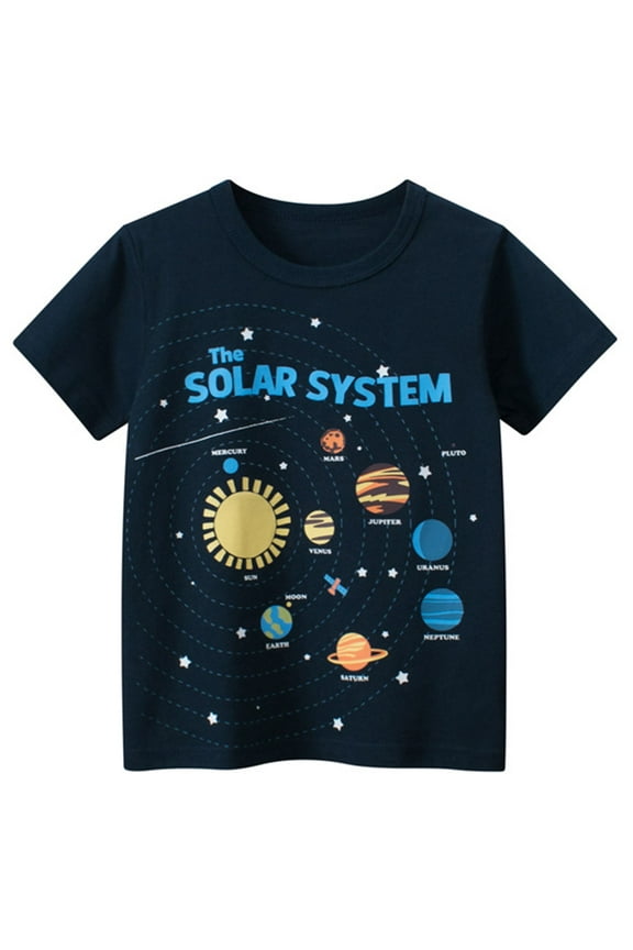 Boys T Shirt Planet Graphic Tees Kids Toddler Short Sleeve Cotton Crewneck T-Shirt Casual Tops Cute Summer Clothes