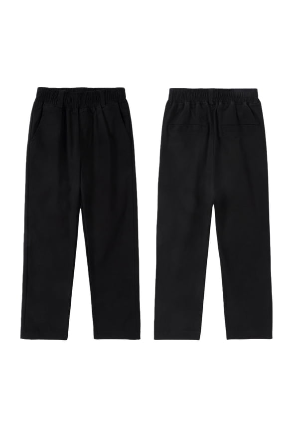 Boys Twill Suit Pants Flat Front Straight Leg Dress Pants with Elastic Waistband Teen Cotton Casual School Unifor𝐦 Trousers
