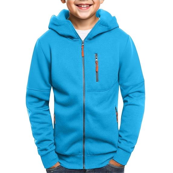 Mercatoo Boys Zip up Hoodi𝐞s Coats Thick Fleece Multi Zipper Pockets Cotton Hoodi𝐞 Sweatshirts Youth Kids Outdoor Warm Jackets