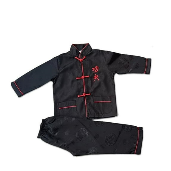 Mercatoo Boys 𝐒ilk 𝐏ajamas Long Sleeve Satin 𝐏a𝐣ama Set Traditional Chinese 𝐊ung Fu Tang Suits 𝐏js Sl𝐞epwear Loung𝐞wear