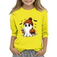 thumbnail image 1 of Mercatoo Casual 3/4 Sleeve T Shirts for Kids Girls Halloween 3D Printed Sweatshirt Cute 𝐂artoon Crewneck Pullover Fashion Tees, 1 of 4